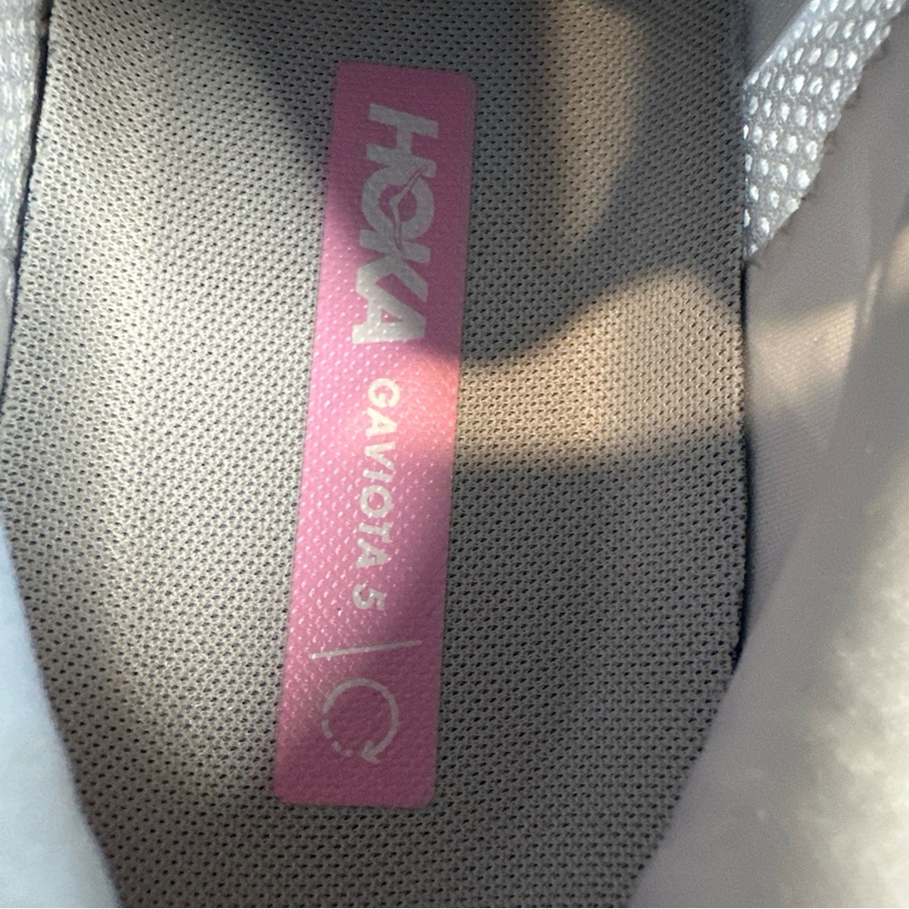 Hoka White Athletic Shoes with Pink Heel Loop - Picture 11 of 16